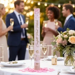 Konfettikanon - rosenblade pink tekstil / 60 cm