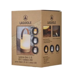 Laguiole bærbar LED lanterne 3 farver USB
