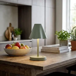 Lianna Portable Lampe, Genopladelig, Grøn, Metal