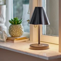 Lianna Portable Lampe, Genopladelig, Sort, Metal
