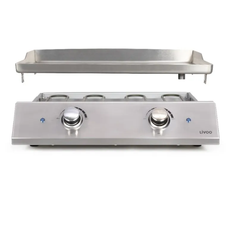 Livoo Plancha Grill Rustfrit Stål med 2 Termostater