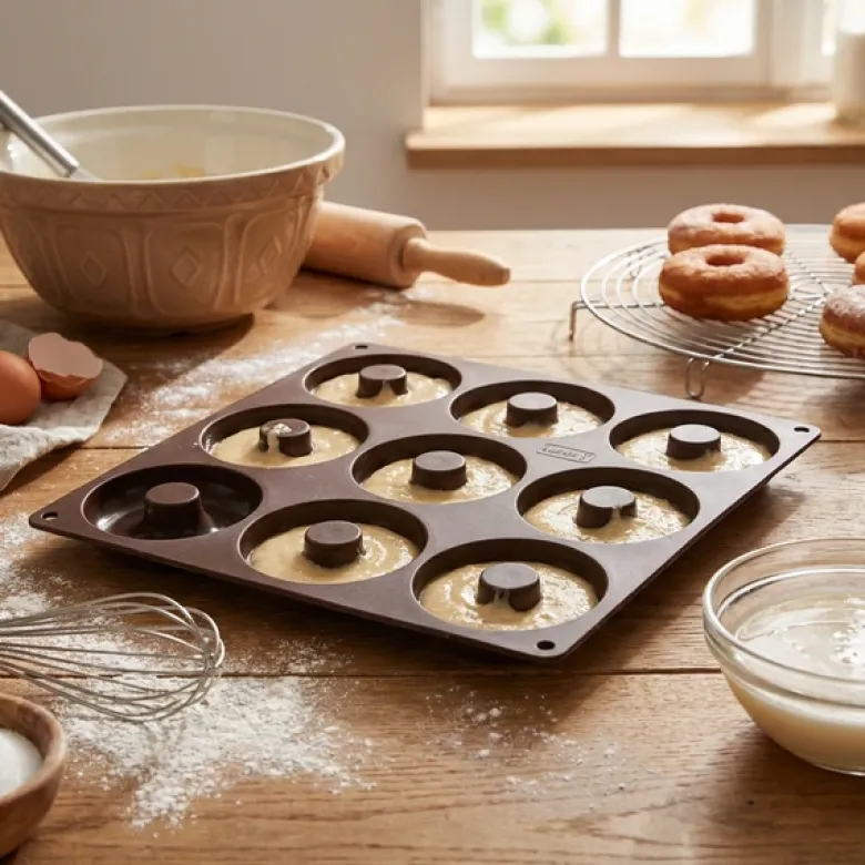 Lurch Flexiform Donutform Silikone 9 huller Brun 26x26cm