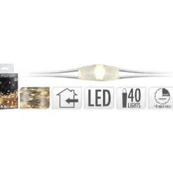 Lyskæde Stålwire Indendørs m/40 LED Varm Hvid m/Timer