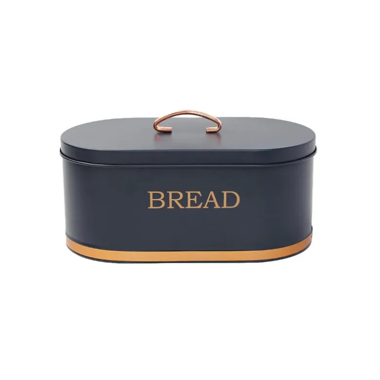 Metalopbevaring brød Blå med guld, str. 34x18 cm