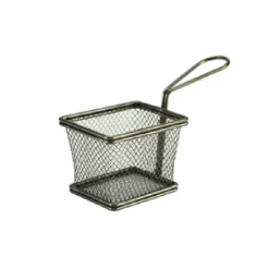 Mini Friturekurv Til Servering af Pomfritter Sort 10 x 8 x 7.5cm - Rustfrit Stål