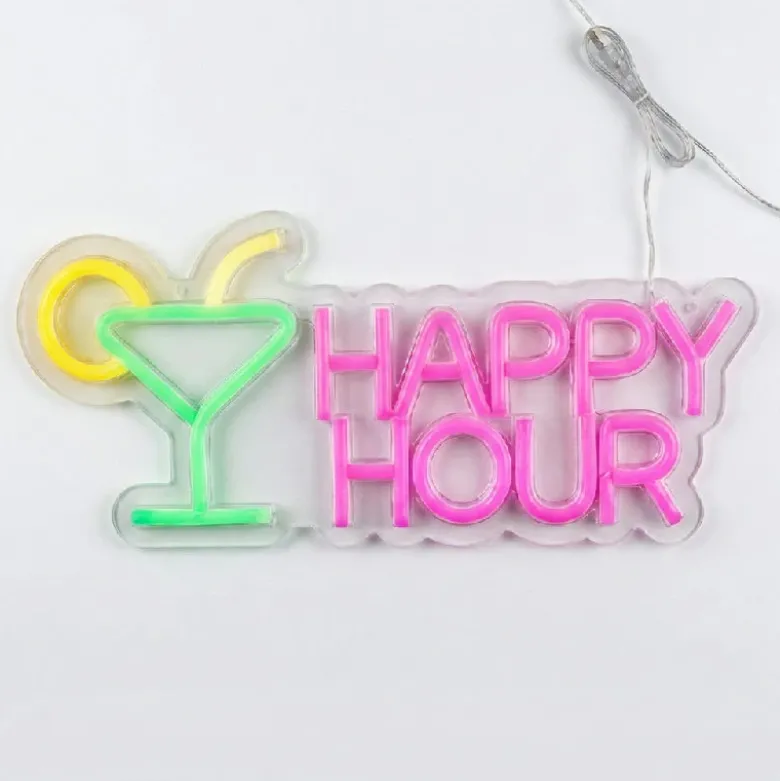 Neon skilt “Happy Hour”