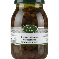 Oliven sort riviera i olie/krydderurter 950 g