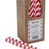 Papirsugerør 20cm 6mm - Rød & Hvid stribet Pk 250