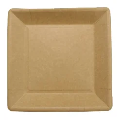 Paptallerken firkantet 18x18 cm kraft bionedbrydelig brun 50 stk.