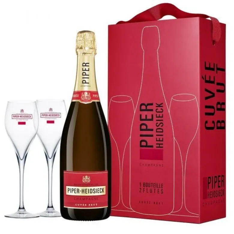 Piper-Heidsieck Champagne brut gaveæske m. 2 glas FL 75