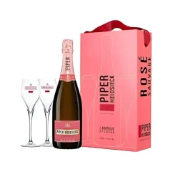 Piper-Heidsieck Rosé Champagne brut gaveæske m. 2 glas FL 75
