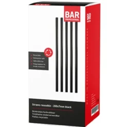 Plastik Sugerør Genanvendelige 20 cm - 200 stk Sort