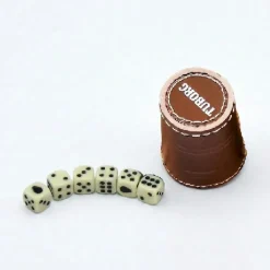 Raflebæger m/6 terninger "Tuborg"