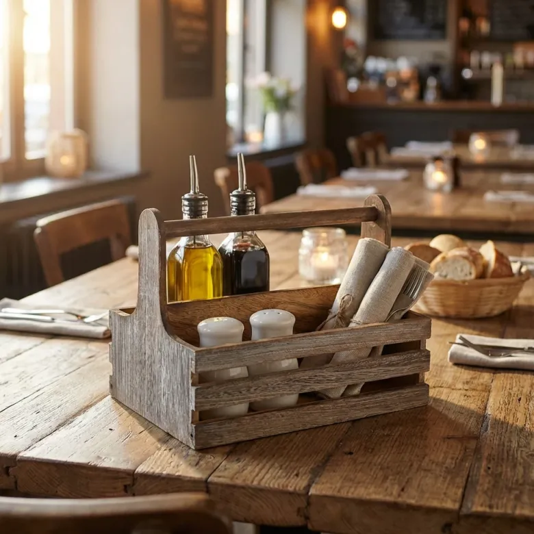 Rustic Wooden Table Caddy