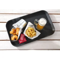 Serveringsbakke rektangulær sort 530x325 mm skridsikker PP