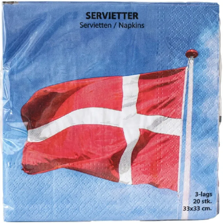 Serviet 3-lag 4 Ass. á 20 Stk. Danmark 33 x 33 cm
