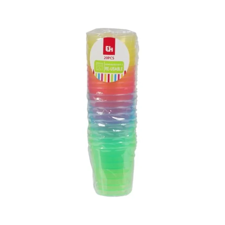 Shotglas 30ml, 20 styk, 4 farver