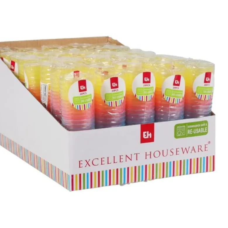Shotglas 30ml, 20 styk, 4 farver