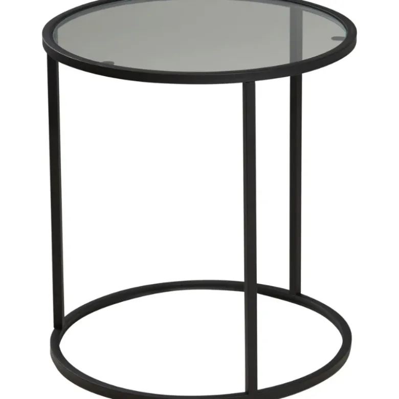 Sidebord sæt af 2 i glas og metal