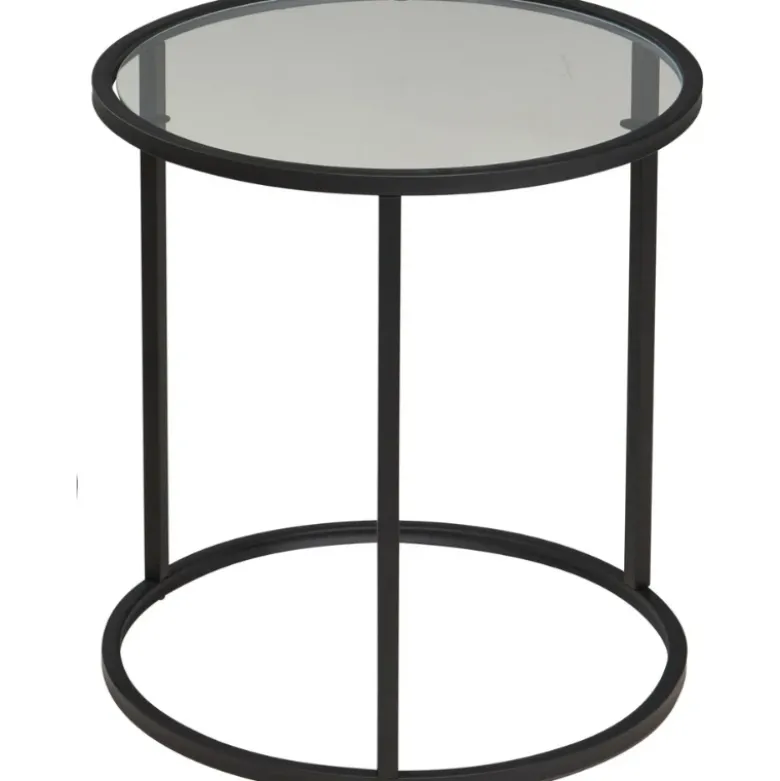 Sidebord sæt af 2 i glas og metal
