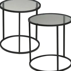 Sidebord sæt af 2 i glas og metal