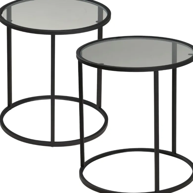 Sidebord sæt af 2 i glas og metal