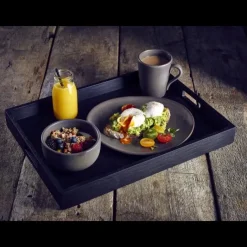 Solid Black Butlers Tray 49 x 38.5 x 4.5cm