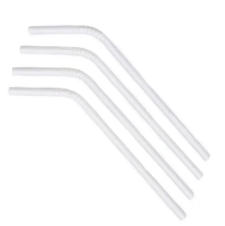 Sugerør Ø6x240 mm m. knæk Bionedbrydelig Papir Hvid 500 stk.