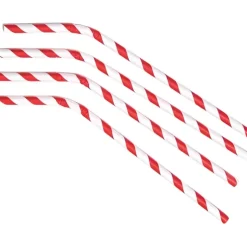 Sugerør Ø6x245mm m. knæk Bionedbrydelig Papir Rødstribet 500 stk.