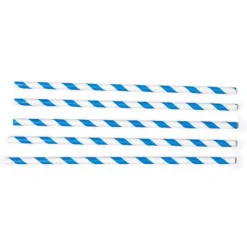 Sugerør Ø6x200 mm uden knæk Bionedbrydelig Papir Blåstribet 500 stk.