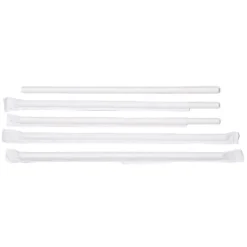 Sugerør Ø8x230 mm u. knæk enkeltpakket Bio. Papir Hvid 500 stk.