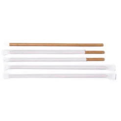 Sugerør Ø8x250 mm u. knæk enkeltpakket Bio. Papir Brun 500 stk.