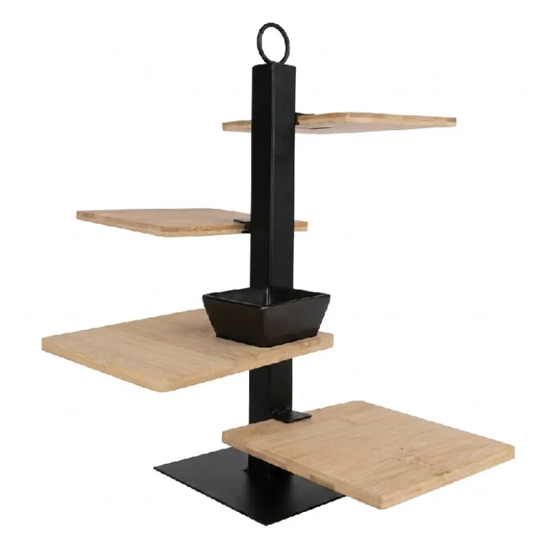 Tapas Tårn med 4 Bambusbrætter Metalstativ 16cm