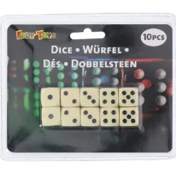 Terninger 10 stk. - Hvid plastik