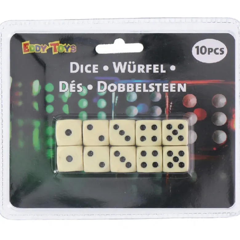 Terninger 10 stk. - Hvid plastik