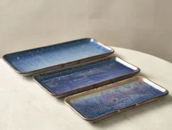 Terra Aqua Blå Smal Rektangulær Fad 31 x 14 cm Genware