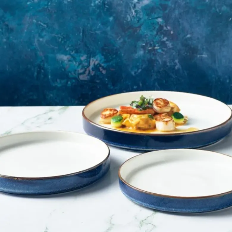 Terra Aqua Blå To-tonet Præsentationstallerken 18cm Genware