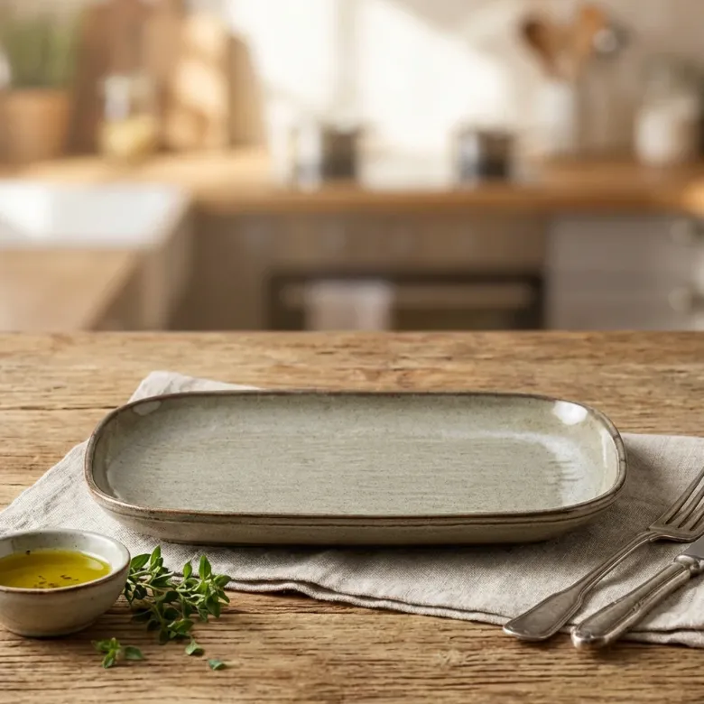 Terra Porcelain Grey Rektangulær tallerken 29 x 19,5 cm