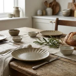 Terra Porcelain Matt Grå bølget coupe-tallerken 26 cm