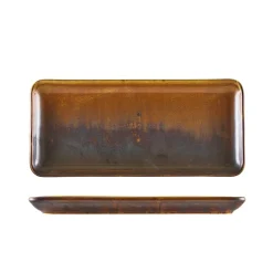 Terra Porcelain Rustic Kobber Smal Rektangulær Fad 31 x 14 cm