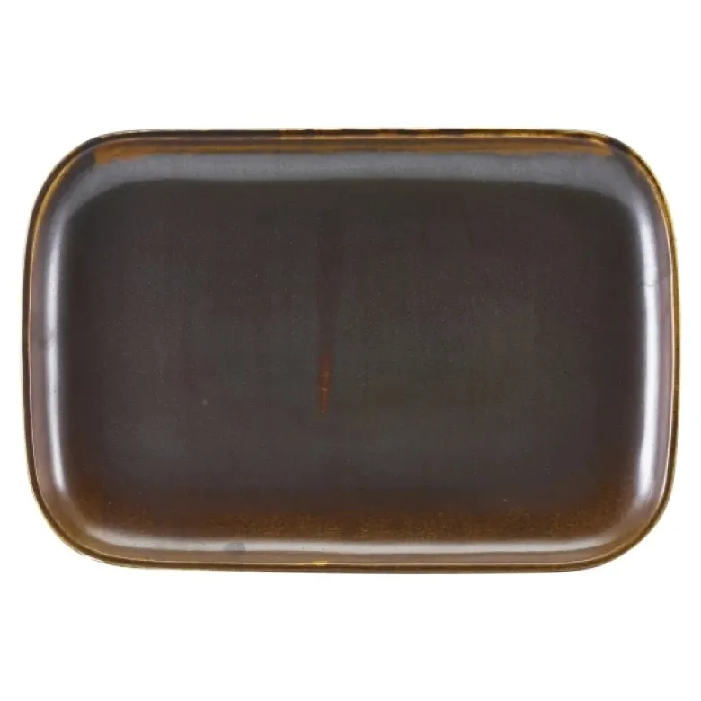 Terra Porcelain Rustic Kobber rektangulær tallerken 34,5 x 23,5 cm