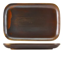 Terra Porcelain Rustic Kobber rektangulær tallerken 34,5 x 23,5 cm