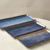 Terra Smal Rektangulær Fad Aqua Blå 36 x 16,5 cm Genware