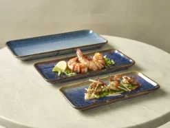 Terra Smal Rektangulær Fad Aqua Blå 36 x 16,5 cm Genware