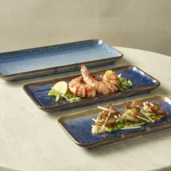 Terra Smal Rektangulær Fad Aqua Blå 27 x 12,5 cm Genware