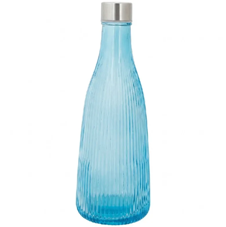 Vandflaske med låg glas 1L Blå H28cm
