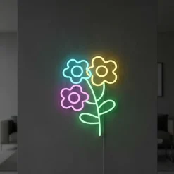 Vægdekoration neon blomster 26x39 cm