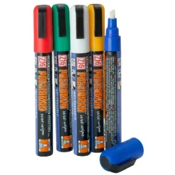 Væskekridt - 6mm mejsel Tip Blandede farver Pk 5
